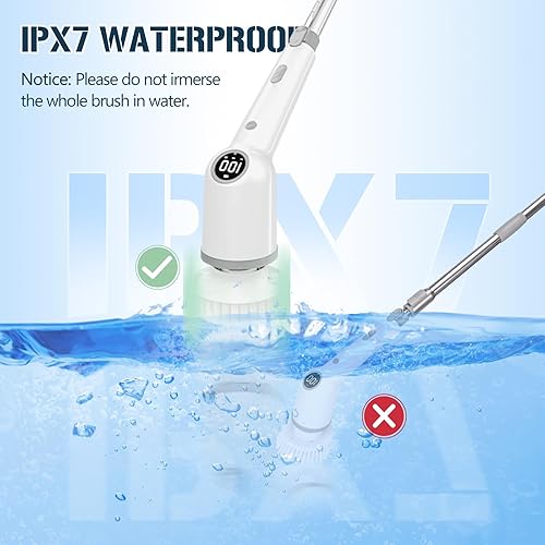 Miniatura 7 de Cepillo de limpieza eléctrico con brazo extensible, cepillo eléctrico inalámbrico, limpiador de ducha eléctrico mejorado, limpiador giratorio para
