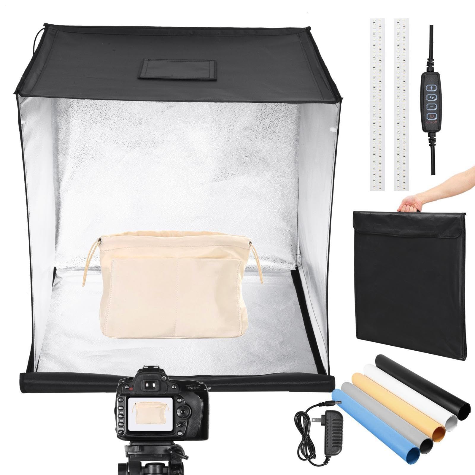 5 fondali Scatola Luminosa Fotografia LED 60x60cm, Studio Fotografico