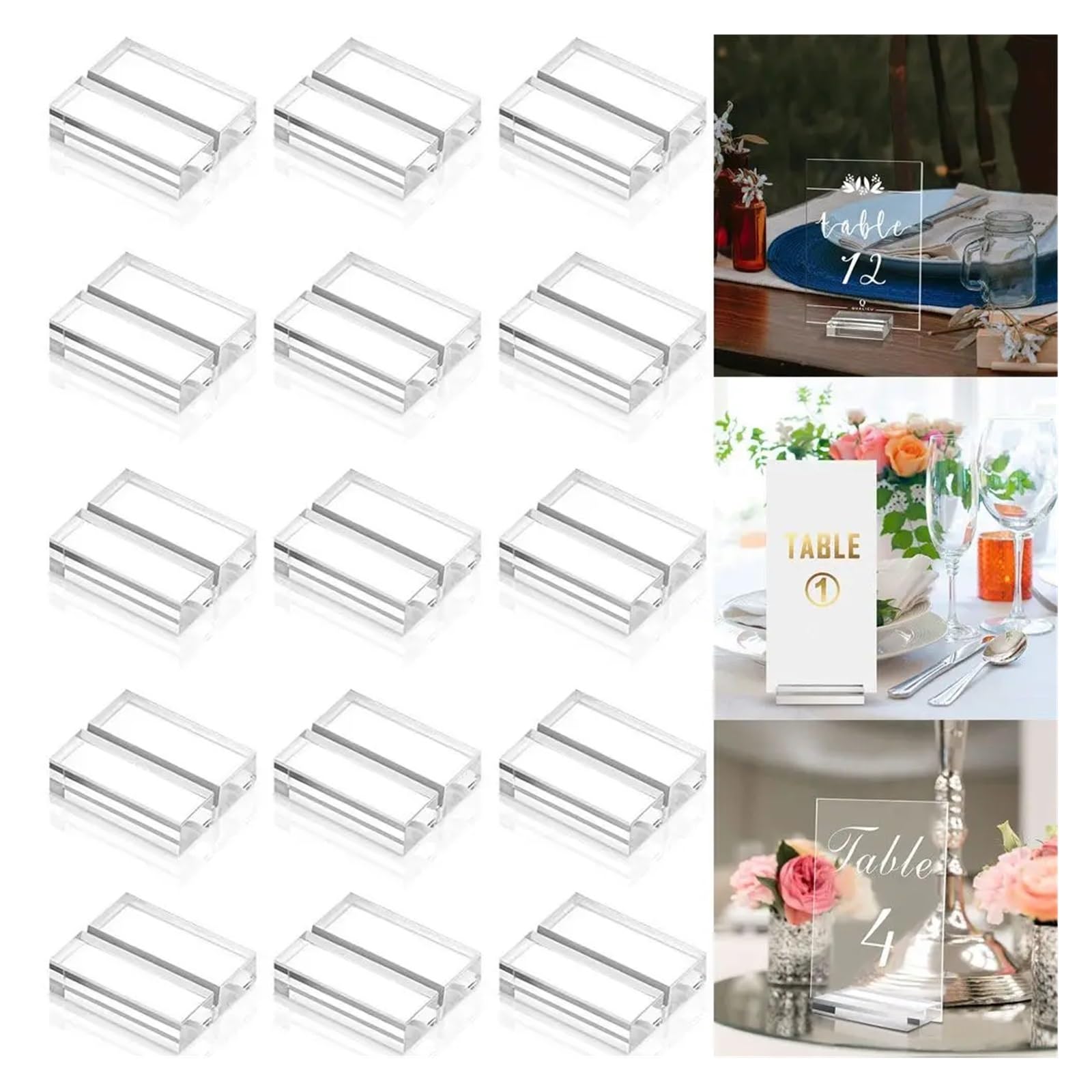 Kartenständer, 15 Stück Halter Tischnummernständer Klarer Kartenständer for Tisch Hochzeitsfotos Büro Wohnkultur Werkzeuge(Color 3)