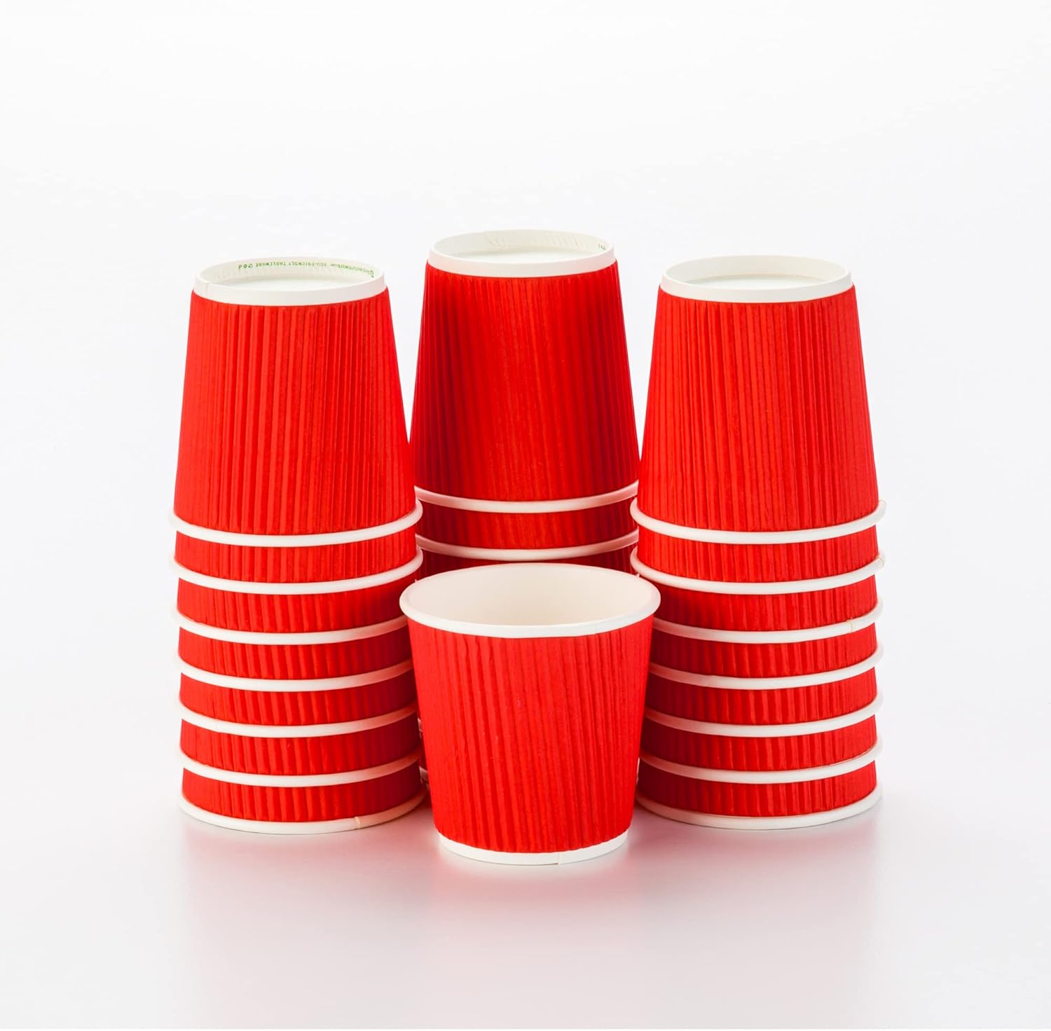 500CT Disposable Red 4OZ Hot Beverage Cups with Ripple