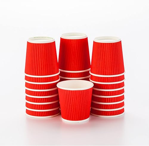 Vista 97 de Vasos de café de papel aislado de pared corrugada, 8 oz, Anaranjado