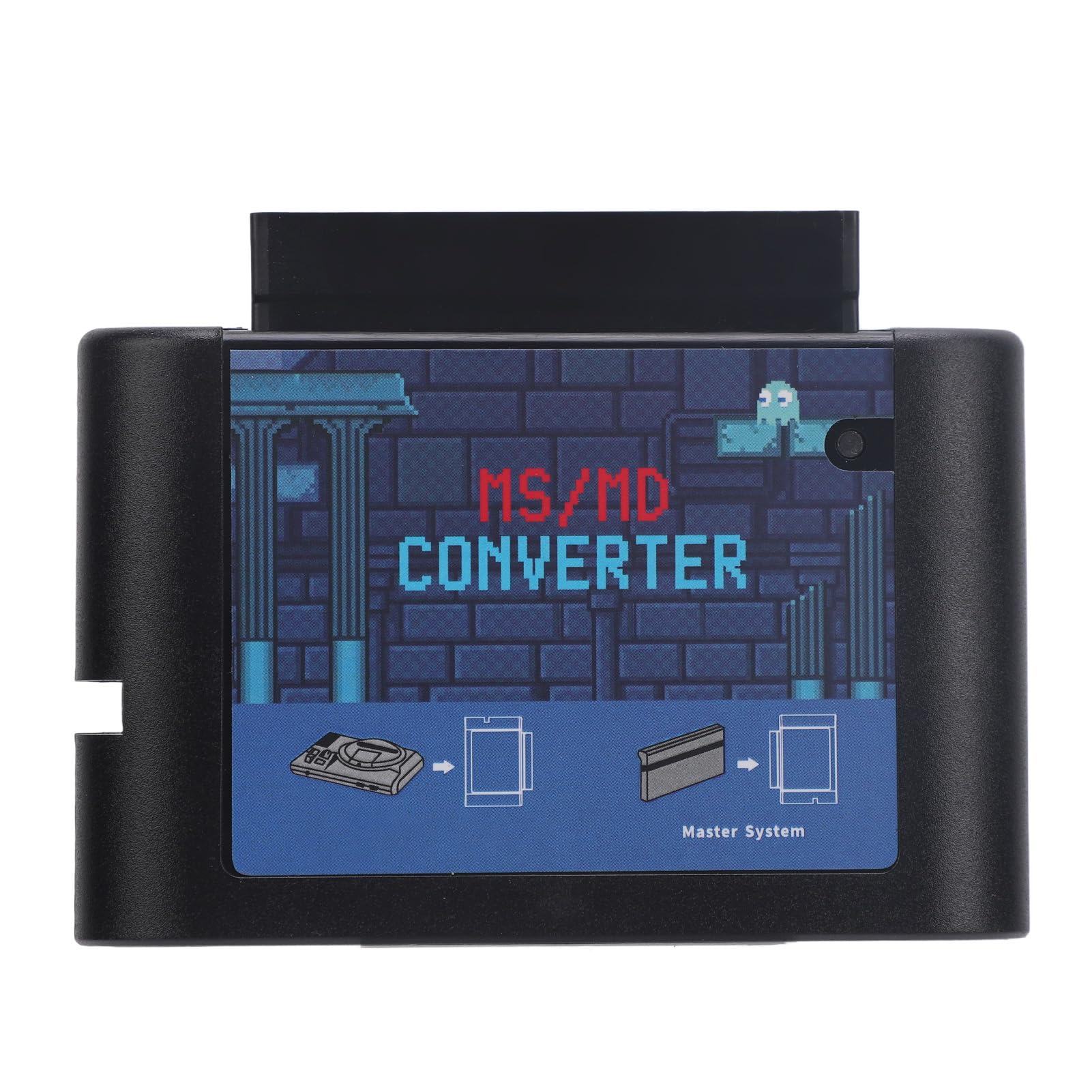 Convertisseur de Carte de Jeu MS/MD, Convertisseur de Cassette Vidéo de Jeu, Convertisseur MS vers MD Compatible pour pour Mega Drive et pour nesis (Black)
