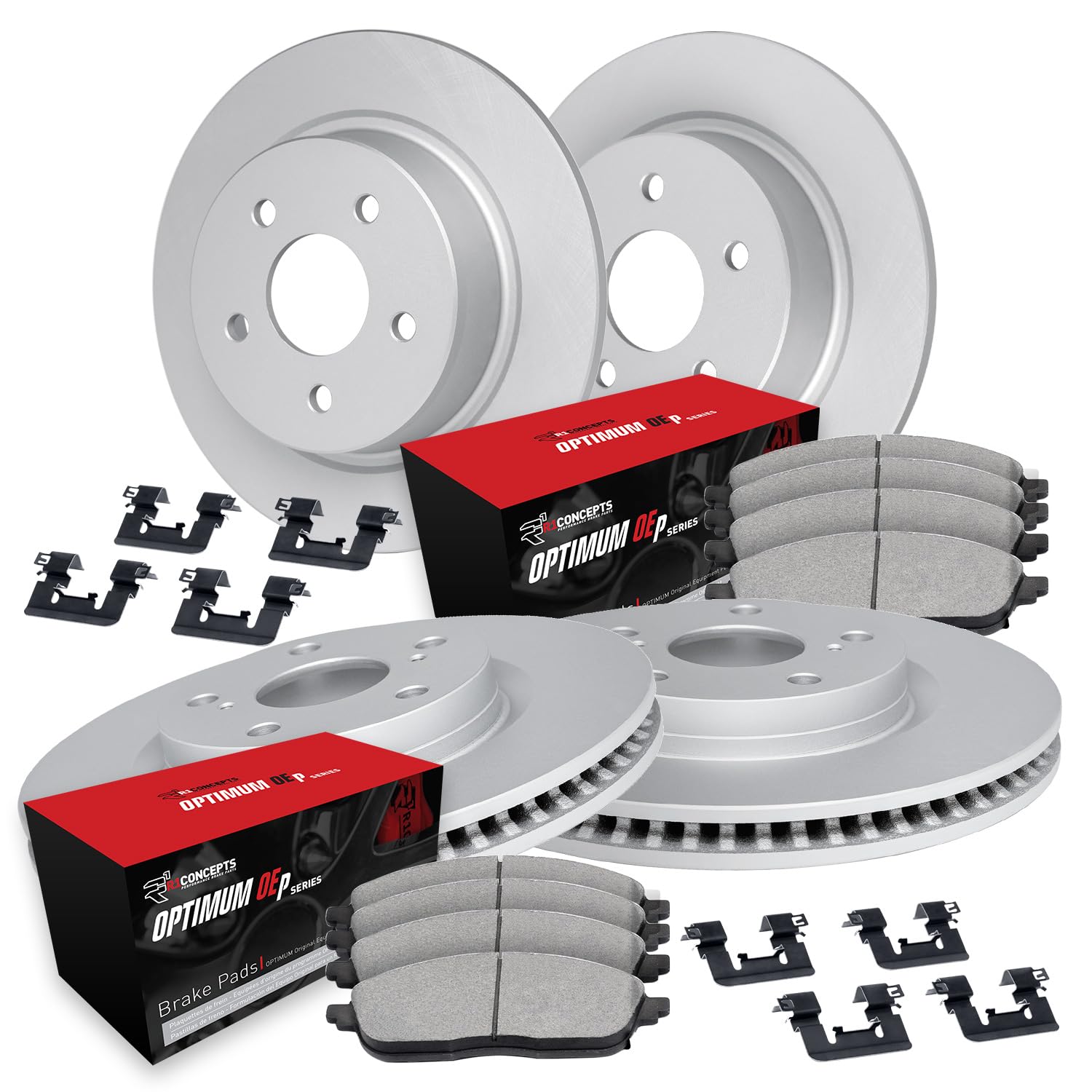 R1 Concepts Front Rear Brakes and Rotors Kit |Front Rear Brake Pads| Brake Rotors and Pads| Optimum OEp Brake Pads and Rotors |Hardware Kit|fits 2020-2022 Hyundai Sonata
