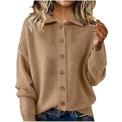 Cardigan Sweaters for Women Long Sleeve Polo Neck Button Up Chunky Knit Tops Warm Cozy Winter Trendy Clothes