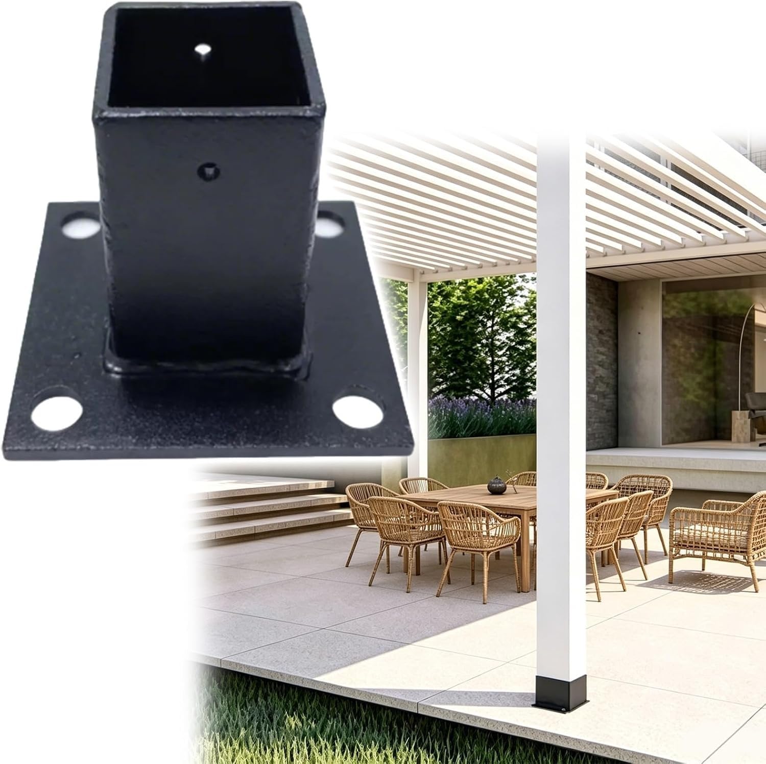 AVLLSO Fence Post Brackets Heavy Duty Powder-Coated Post Anchor, Decorative Deck Support Base for Doorway/Garden/Patio(70x70mm/2.8x2.8in)