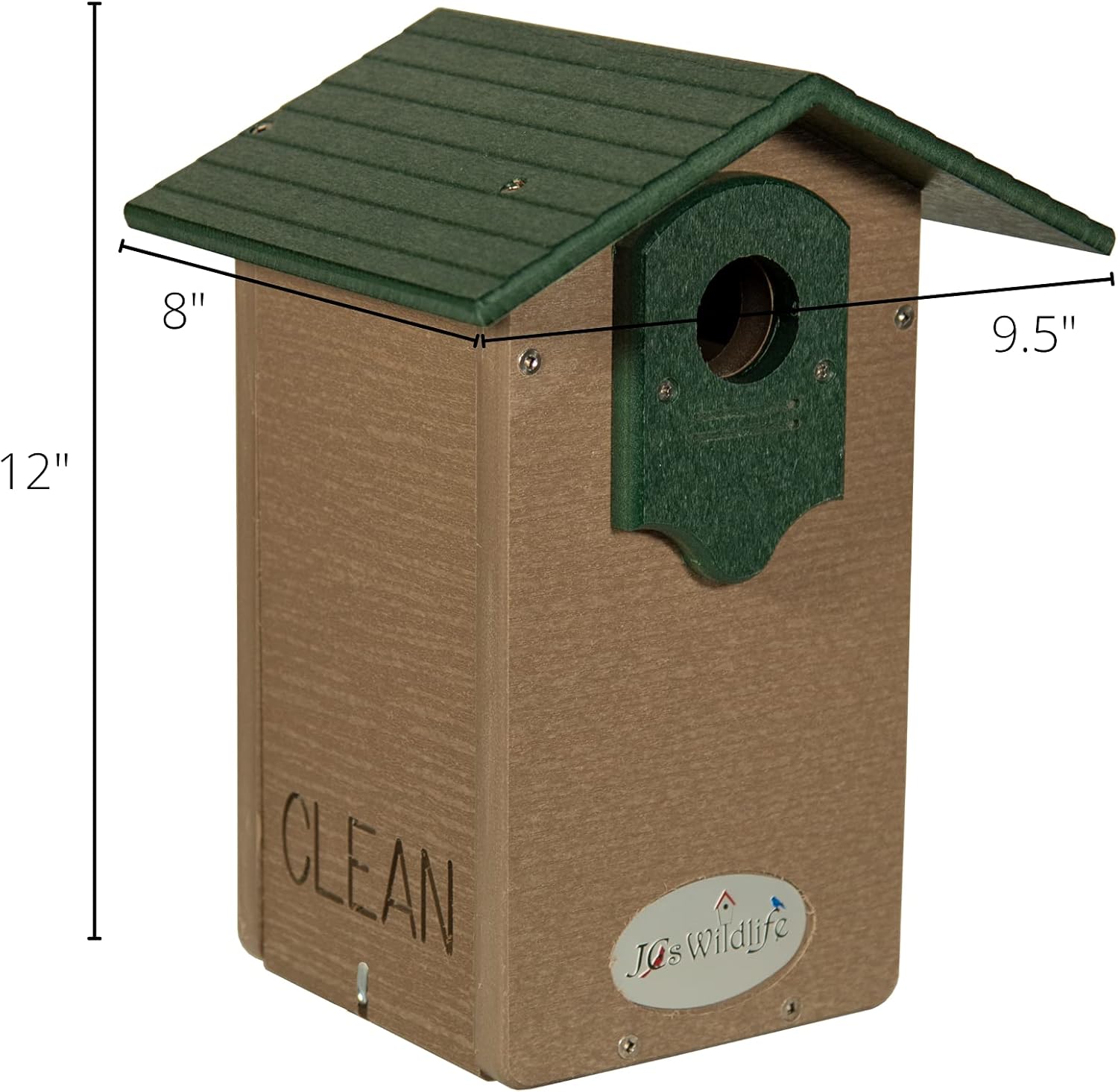 JCs Wildlife Ultimate Mountain Bluebird House with Universal Mounting Pole Kit - Garden Birdhouse and Pole Combo (Green and Brown)
