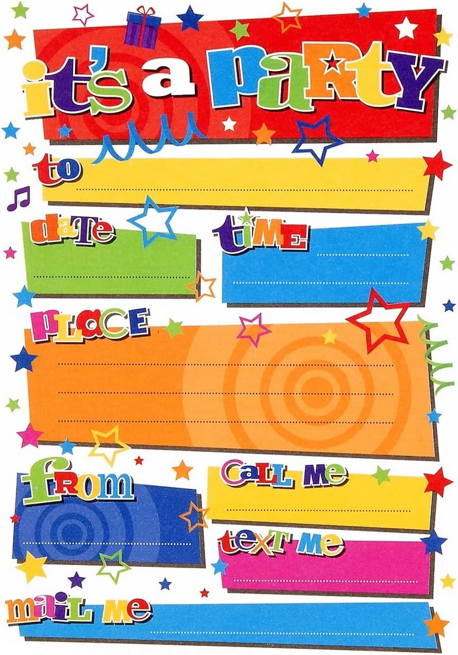 Party Invitations with Envelopes (Pack of 20)