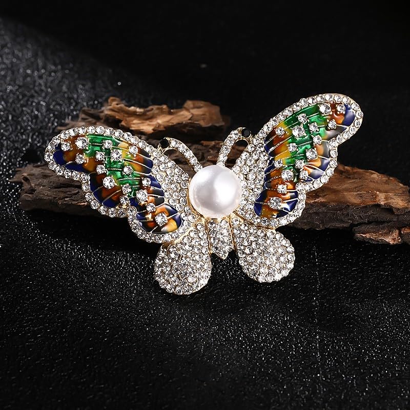Image of Variety Styles Butterfly Brooch - Multi-Color Rhinestone Crystal Brooch Pin Cute Butterfly Shape Corsages Brooches Decoration Gift for Women