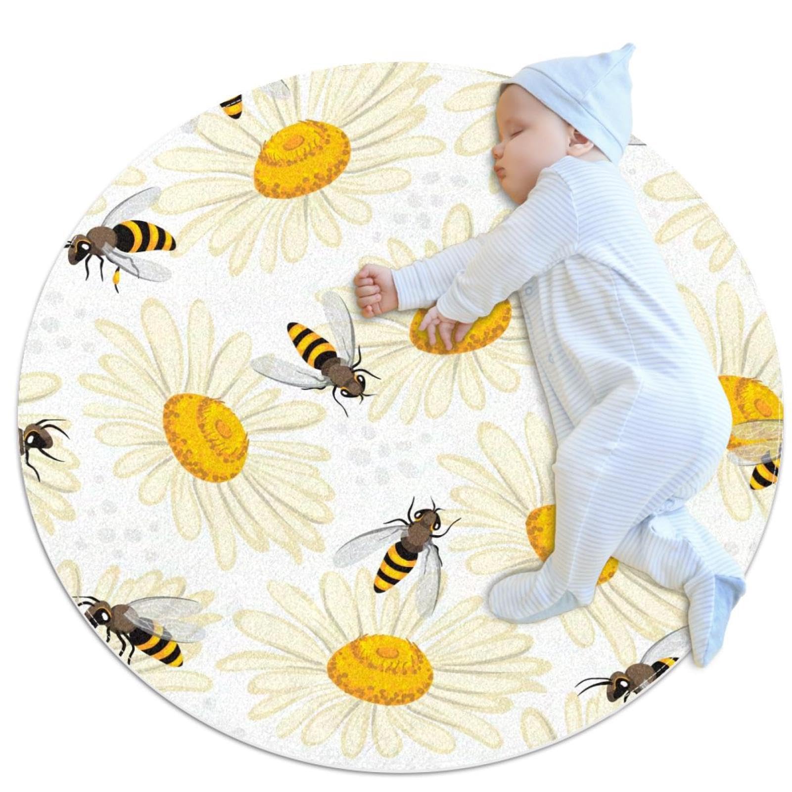 Tapis antidérapant marguerite et abeilles 1m pour salle de bain sécurisée