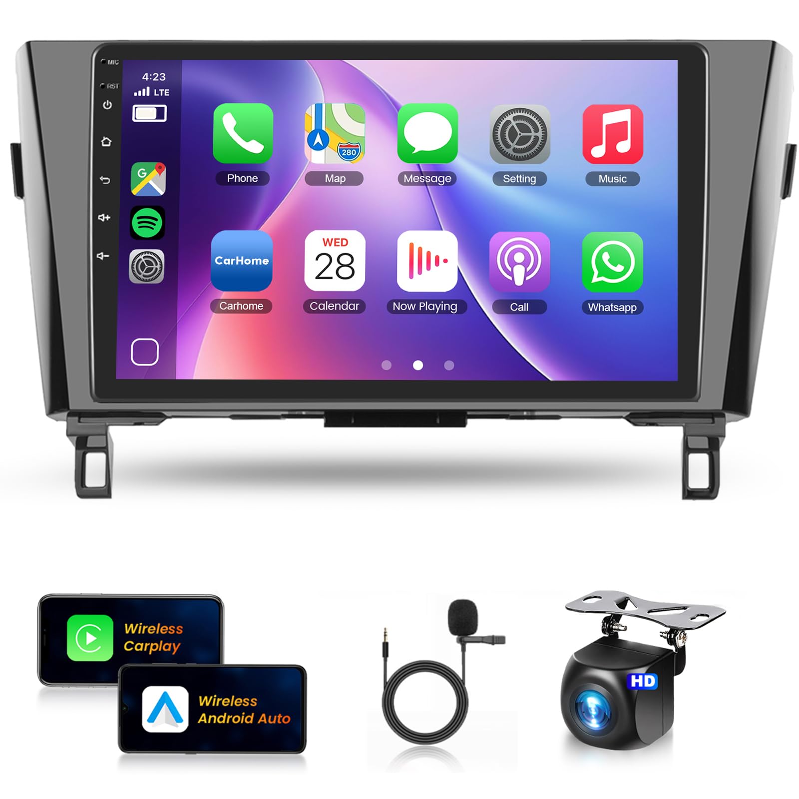 [4+64G]-8Core for Nissan Rogue 2014-2018 for X-Trail Qashqai Android Car Stereo Wireless Carplay Android Auto, 10.1” IPS Touchscreen Radio GPS WiFi DSP 32EQ Bluetooth 5.0 SWC+Backup Camera