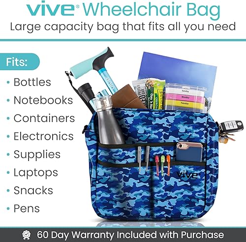 Vista 48 de Bolsa de transporte Vive para andador, universal, para accesorios de sillas de ruedas, andadores, andadores con ruedas y sillas de transporte, que