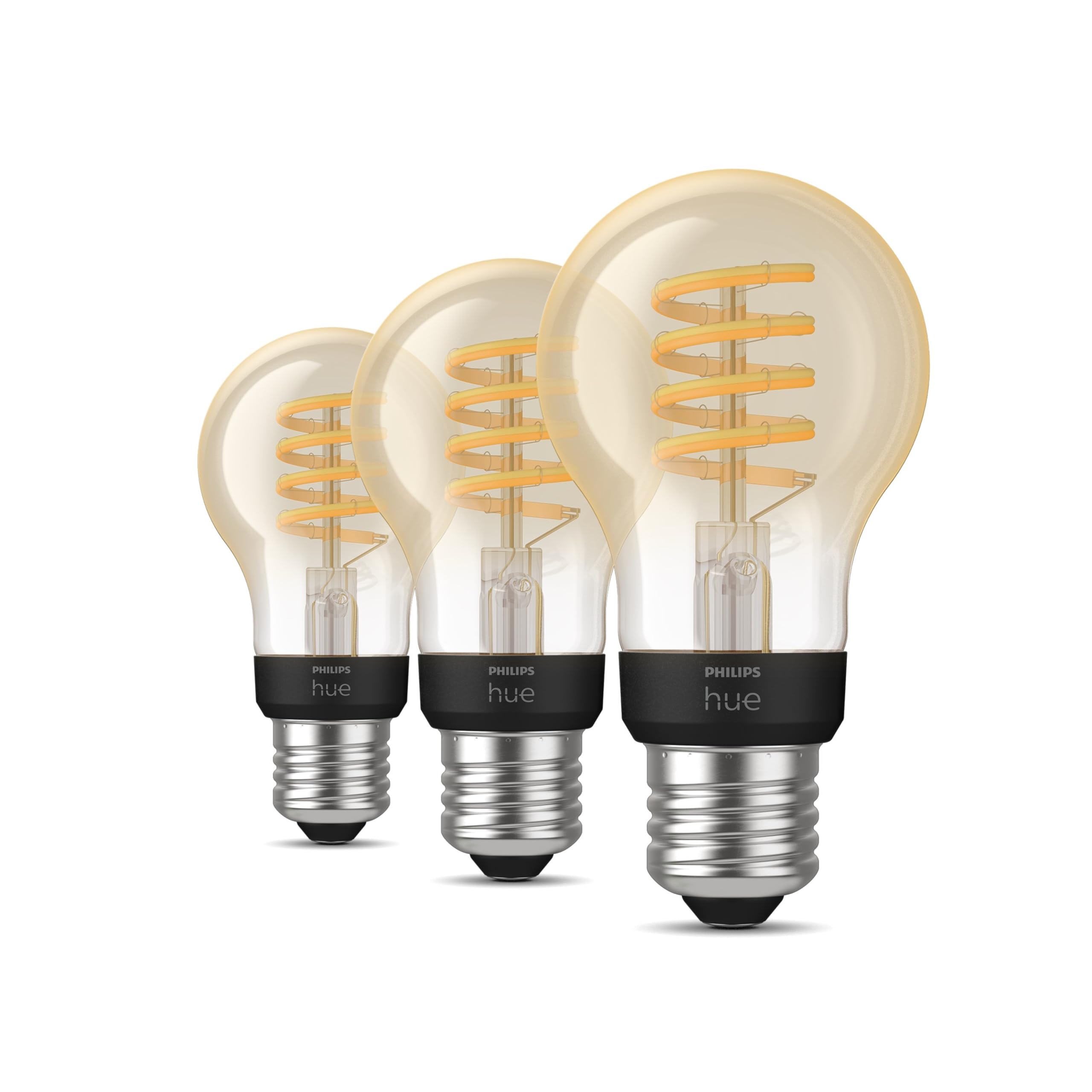 Philips Hue White Ambiance, ampoule LED connectée filament culot E27, compatible Bluetooth, pack de 3, fonctionne avec Alexa, Google et Apple Homekit