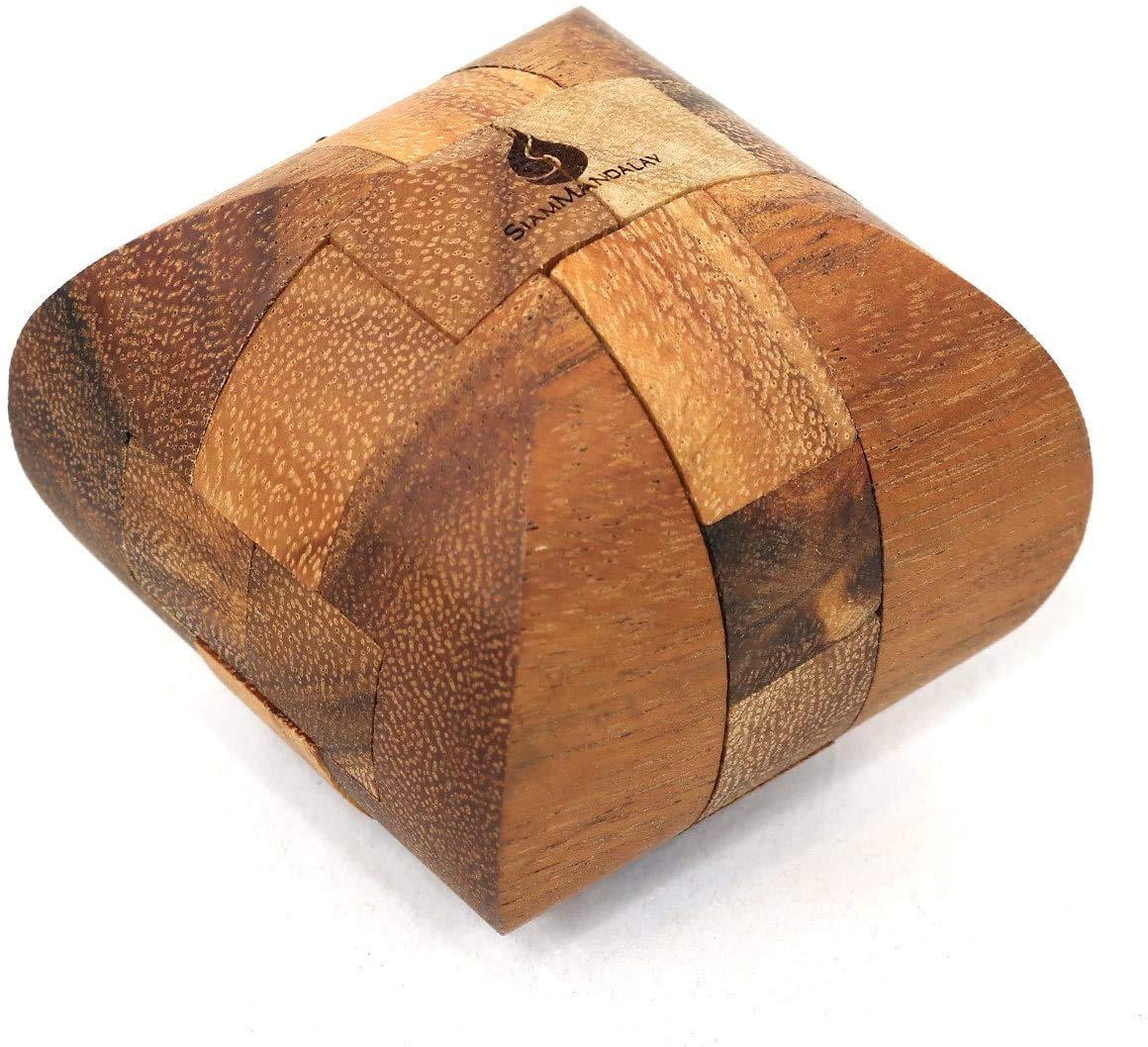 Ascher: Handmade & Organic 3D Brain Teaser Wooden Puzzle for Adults from SiamMandalay with Free SM Gift Box(Pictured)