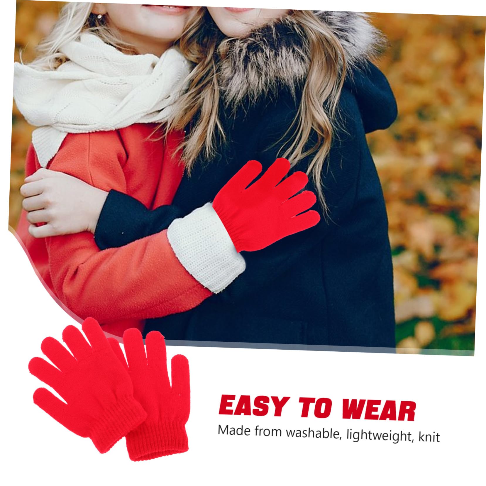 CALLARON Guantes de Invierno de Punto Rojo para Niños de 4 a 12 Años Diseño Sencillo y Ligero Cálidos y Elásticos para Actividades al Aire Libre y Viajes