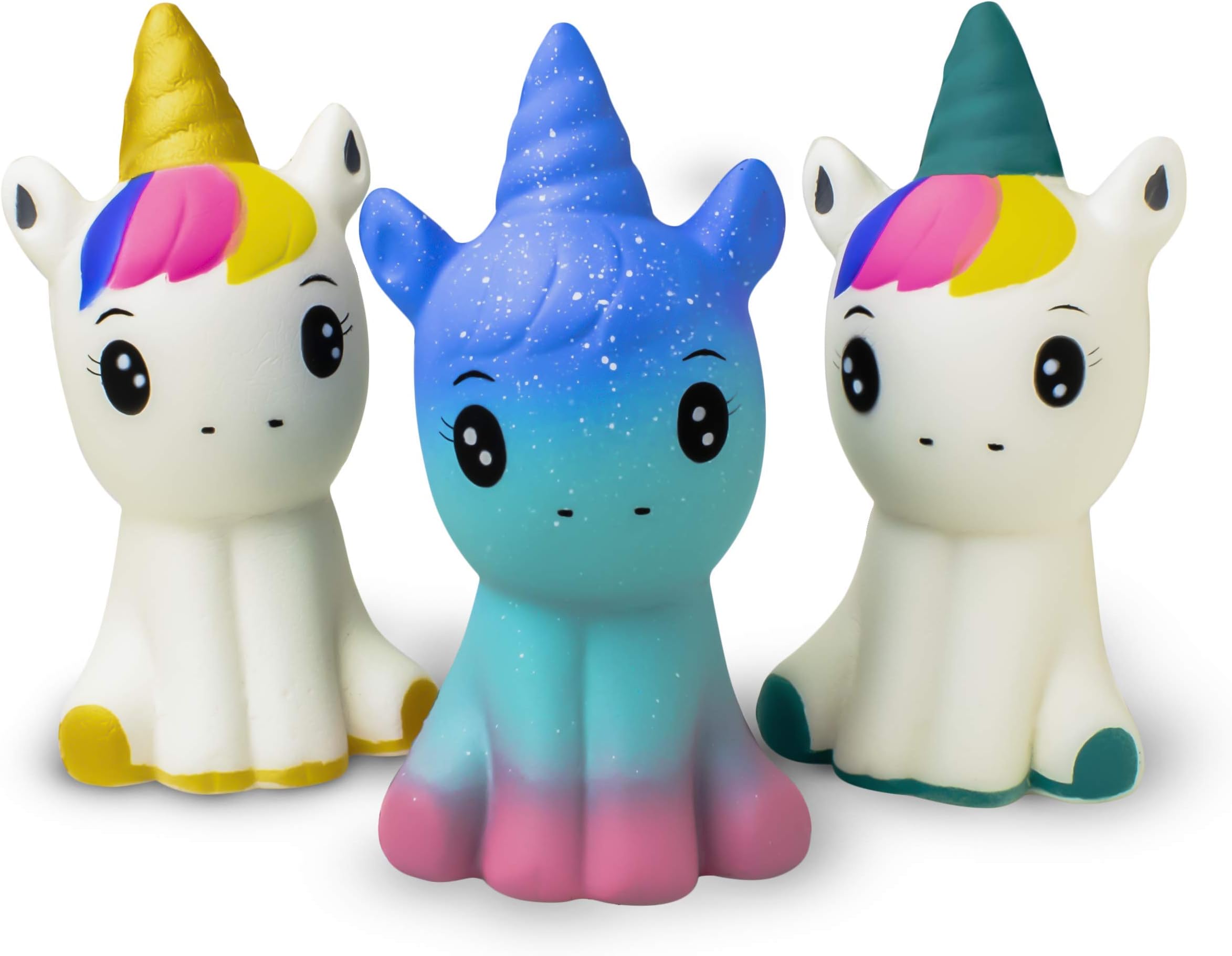 Super Slow Rising Squishies Pack. Squishy Unicorns 4.8" Set of 3. Soft Scented Cute Kawaii, Colorful Animal Stress Relief Toy for Kids and Adults. Amazing Squeeze Toys