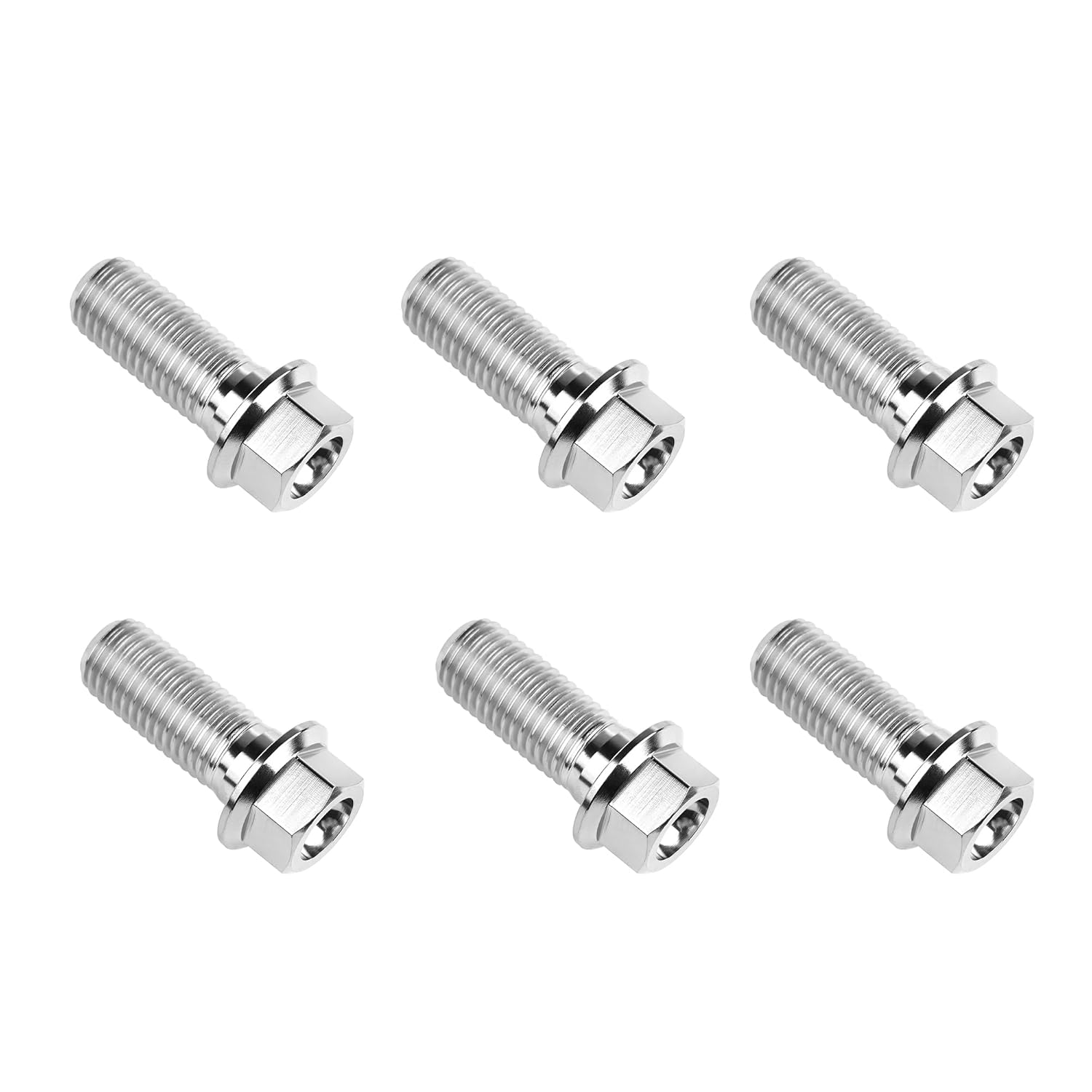 Titanium Bolts Flanged Hex Head Bolt M12x30 35 40 45 50 55 60 65 70 75 80 85 90mm Pitch 1.25/1.5mm Ti Bolt for Motorcycle Car Modification Pack of 6 (Titanium, 30mm Pitch 1.5)