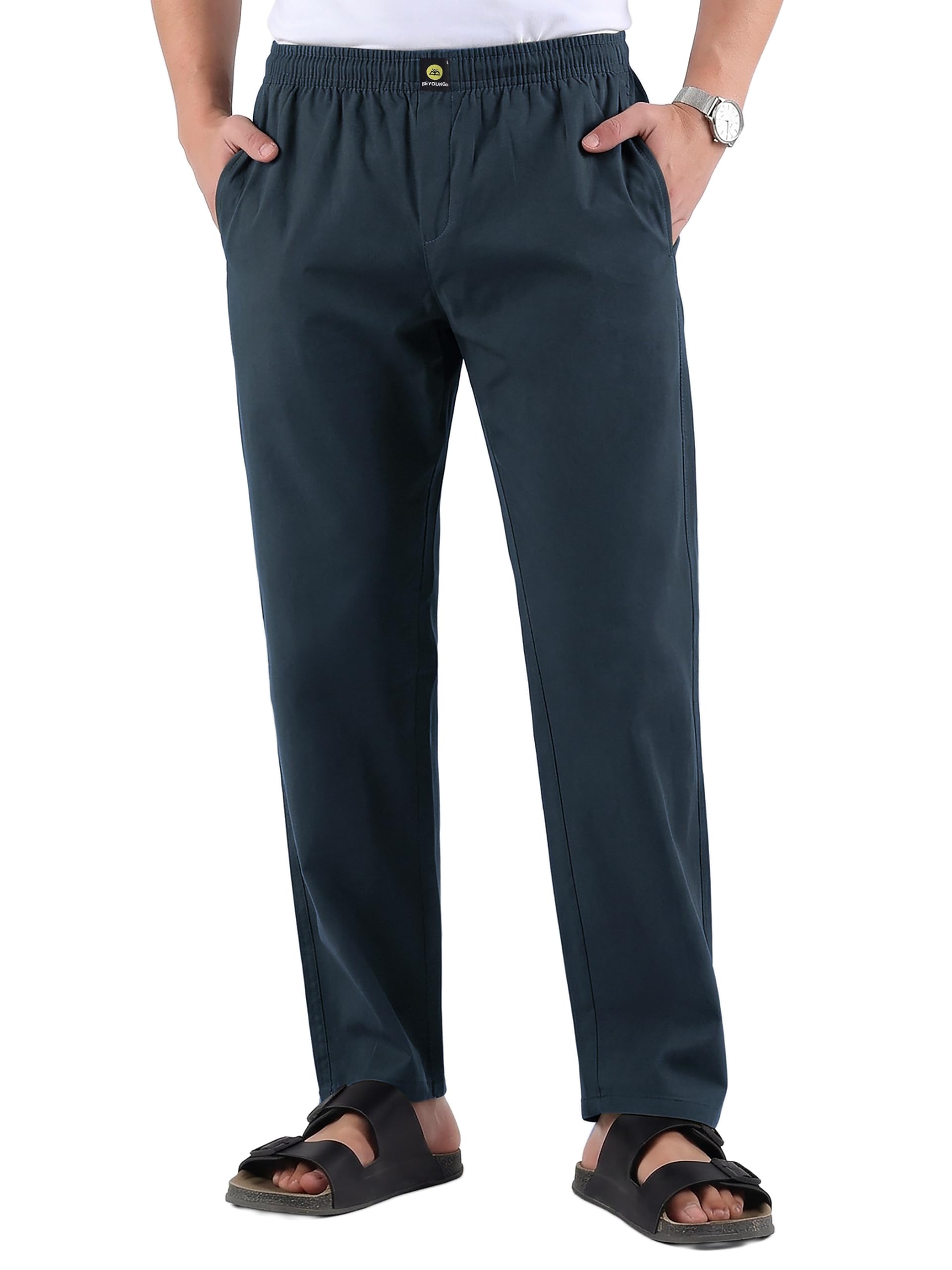 beyoung Pure Cotton Solid Elastic with Drawstring Pyjama for Men | Relaxed Fit | 2 Pockets | Lounge Wear Pyjama-picture-44