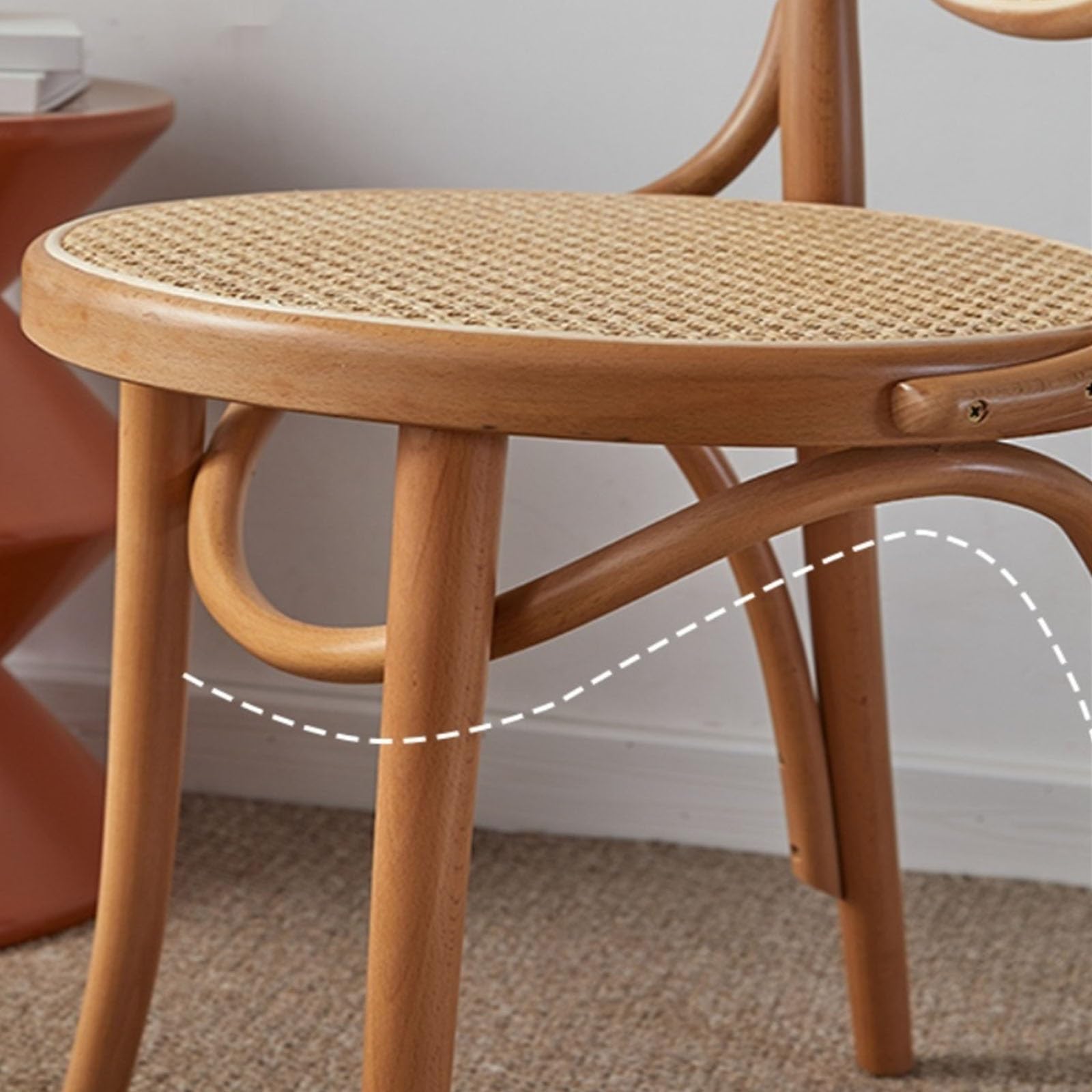 Silla Colgante de ratán Silla de Comedor de ratán, Silla de Comedor Lateral sin Brazos de Haya, Silla con Respaldo Retro for Comedor, Sala de Estar Silla Colgante de Ratán(Negro)