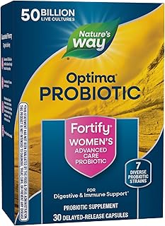 Nature's Way Fortify Optima Women’s 50 Billion Daily Probiotic Supplement, 7 Probiotic Strains, Digestive Support*, Immune Health*, Women’s Health*, No Refrigeration Required, 30 Capsules
