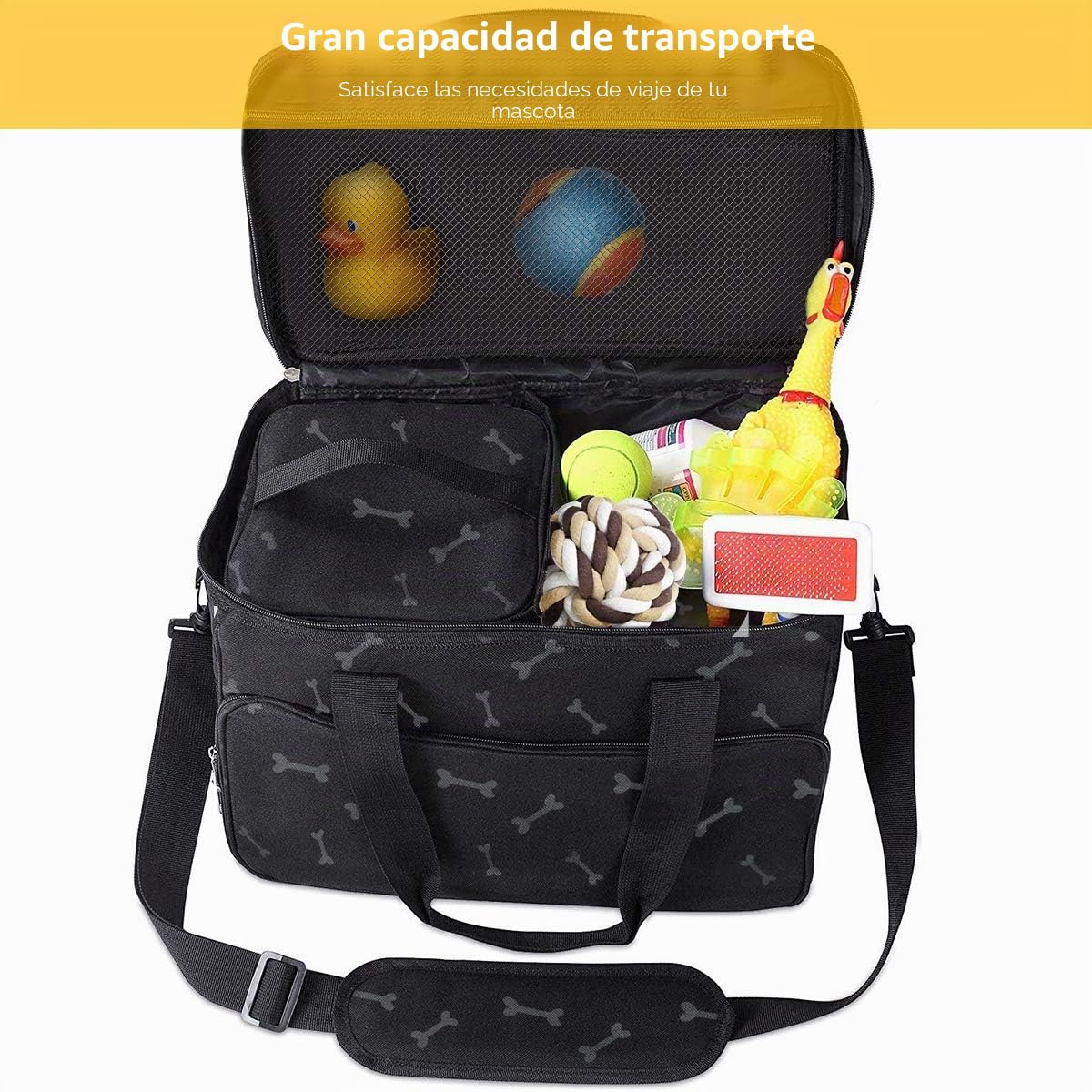 Zwini Bolsa de viaje para perros de almacenamiento lavable bolsa térmica con compartimentos, alimentador plegable y bebedor (A)