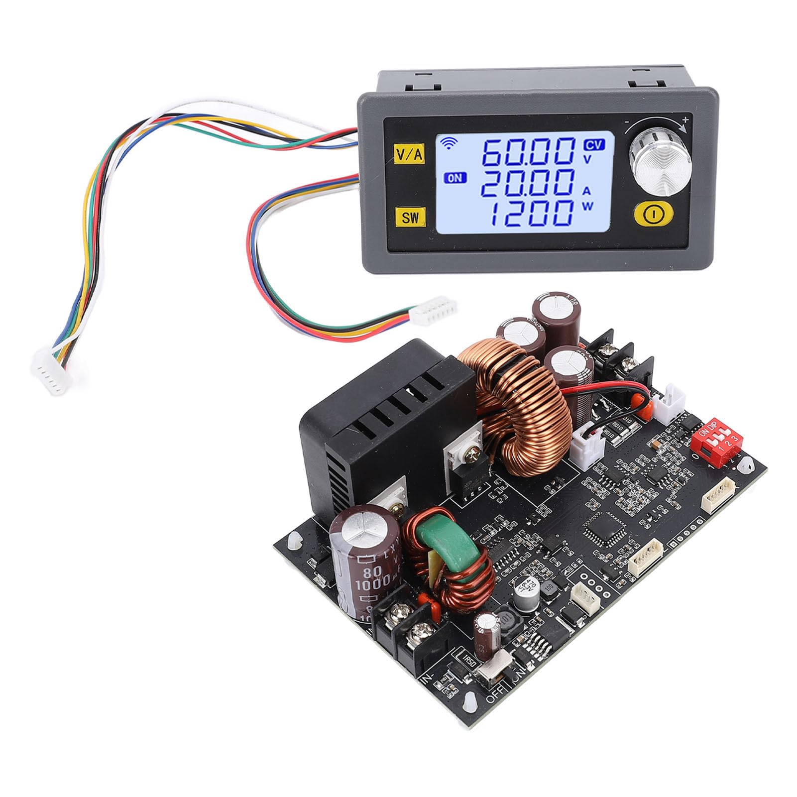 ViaGasaFamido Fuente de Alimentación de Voltaje CC Ajustable CNC, Pantalla LCD Robusta y de Enfriamiento Avanzado, 1200 W 20 A para Pruebas Electrónicas y Uso en Laboratorio