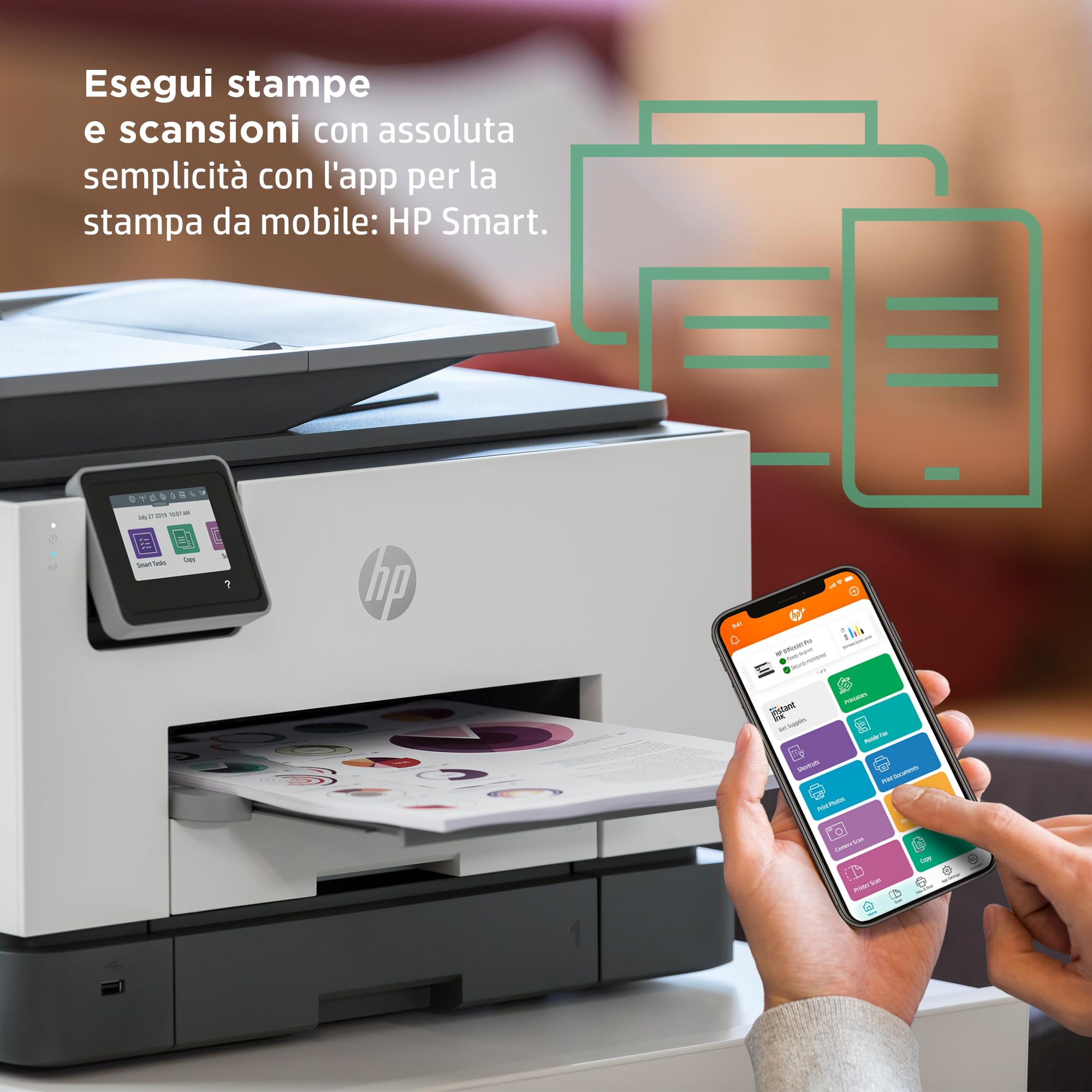 HP OfficeJet Pro 9022e 226Y0B, Stampante Multifunzione a Getto d'Inchiostro A4 a Colori, Fronte e Retro Automatico, 24 ppm, Wi-Fi, 6 Mesi di Inchiostro Instant Ink Inclusi, Nera