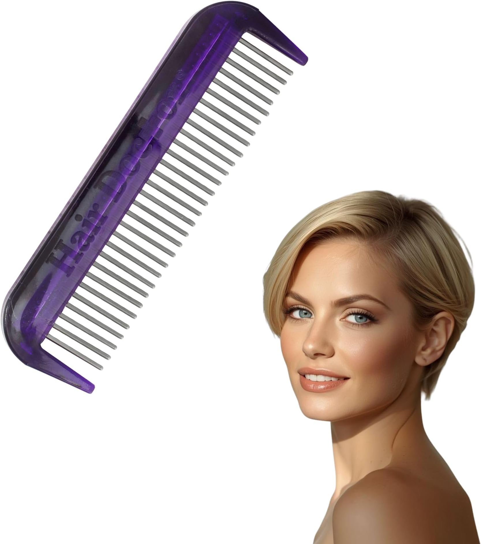 Hair Doctor 4" Mini Comb with silky smooth rotating teeth, reduces hair breakage and hair loss (Royal Purple)