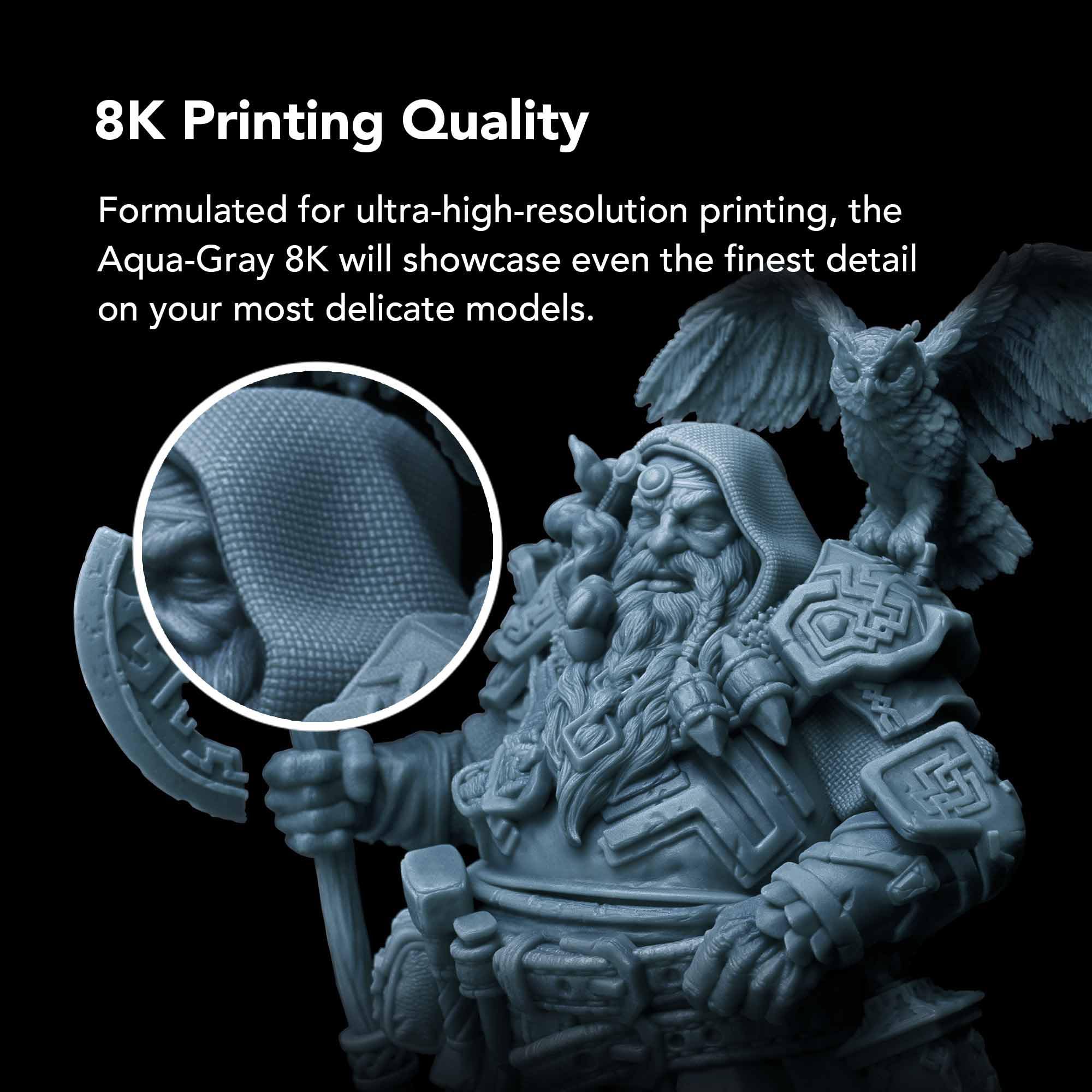 Phrozen Auqa-Gray 8K Résine d'imprimante 3D | 405 nm UV Photopolymère Resin pour impression 3D LCD/DLP/SLA | Haute Précision, Faible Odeur, Non Cassante - Gris (5kg)