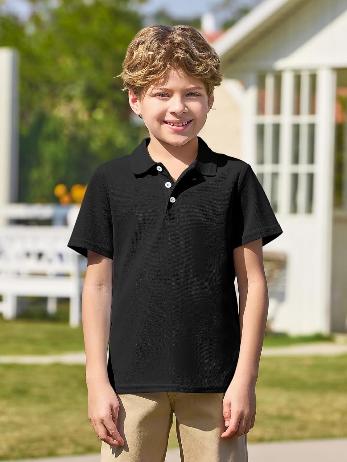 Haloumoning Boys Short Sleeve Polo Shirt Kids Collared School Uniform Shirts 5-14 Years - Image 2