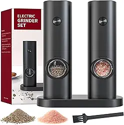 Kit 2 Moedor De Pimenta Elétrico, Moedor Elétrico de Sal Pimenta, Granulometria Ajustável, Modelo a Bateria, Para Moer Pimenta, Moer Sal Grosso e Especiarias, Moer Temperos