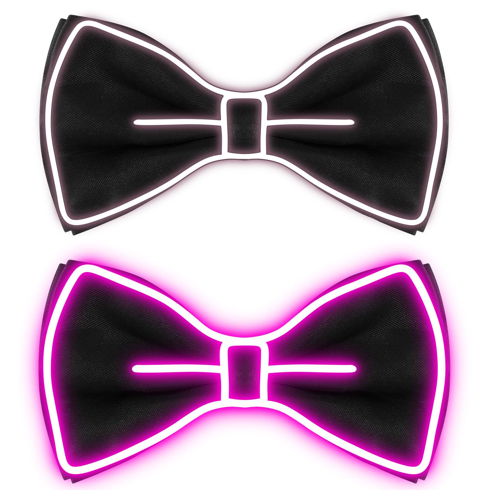 Hercicy Light up Bow Tie for Men LED Neon Bowtie Funny Ties Women Glow in the Dark Party Costume