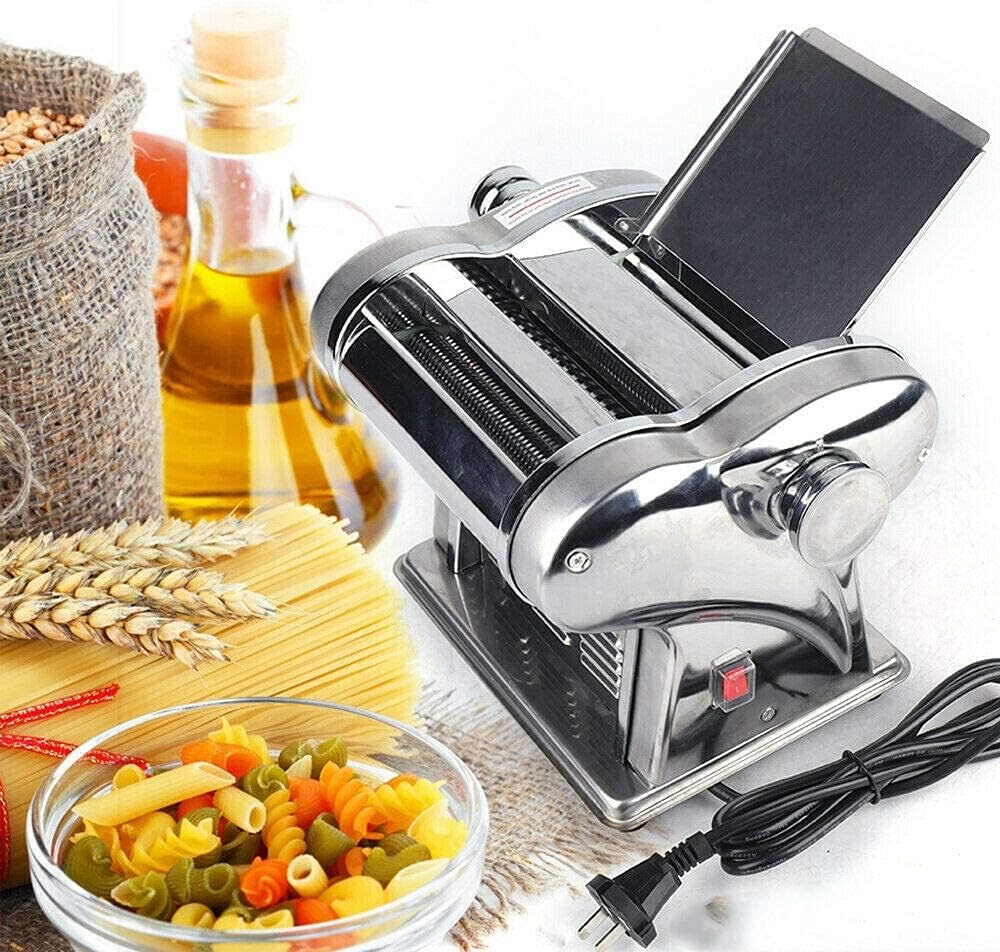 Noodle Maker 135W Electric Pasta Maker Machine 1.5 mm Thin + 4 mm Wide Stainless Steel Portable Dumpling Dough Noodle Making Machine Dough Cutter Roller for Spaghetti Fettuccini Lasagna