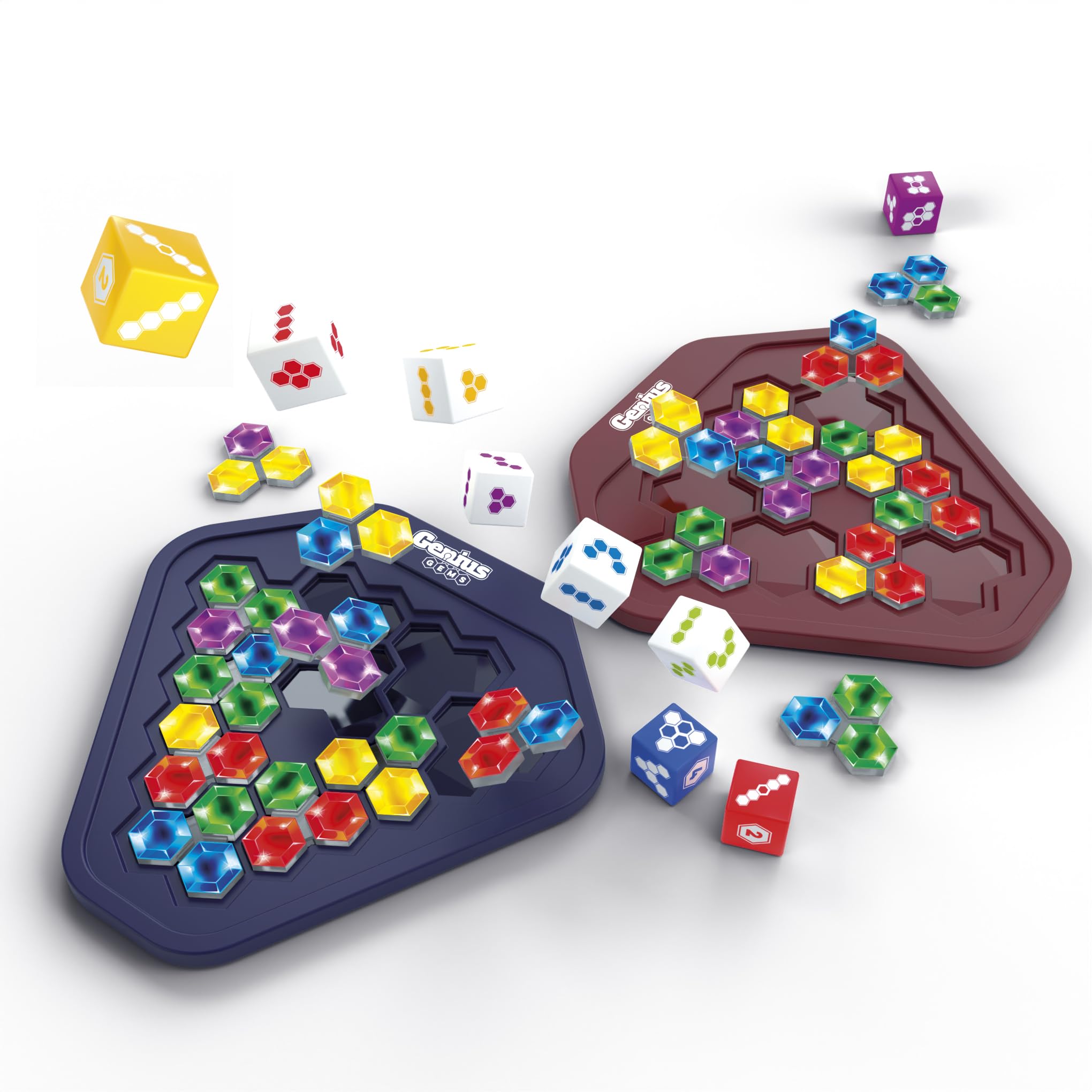 The Happy Puzzle Company – The Genius Gems – Ideenregen, Strategiespiel und Geschicklichkeitsaufbau – 8 Jahre + – 1 oder 2 Spieler – mehrsprachig – SGHP 003