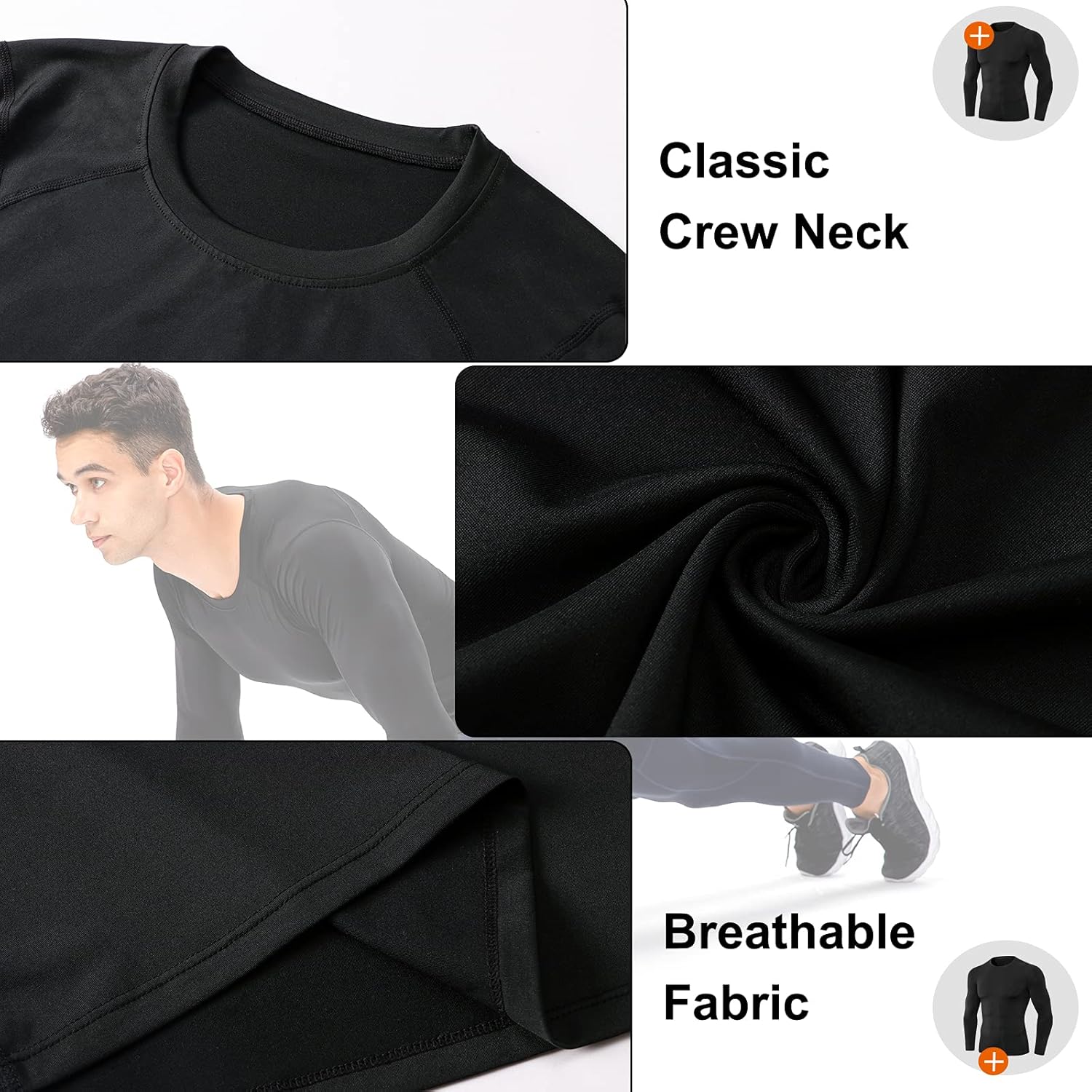 1/3 Pack Men's Compression Shirts Long Sleeve Athletic Workout Base Layer Quick Dry Fit Basketball Football Tops Undershirts
