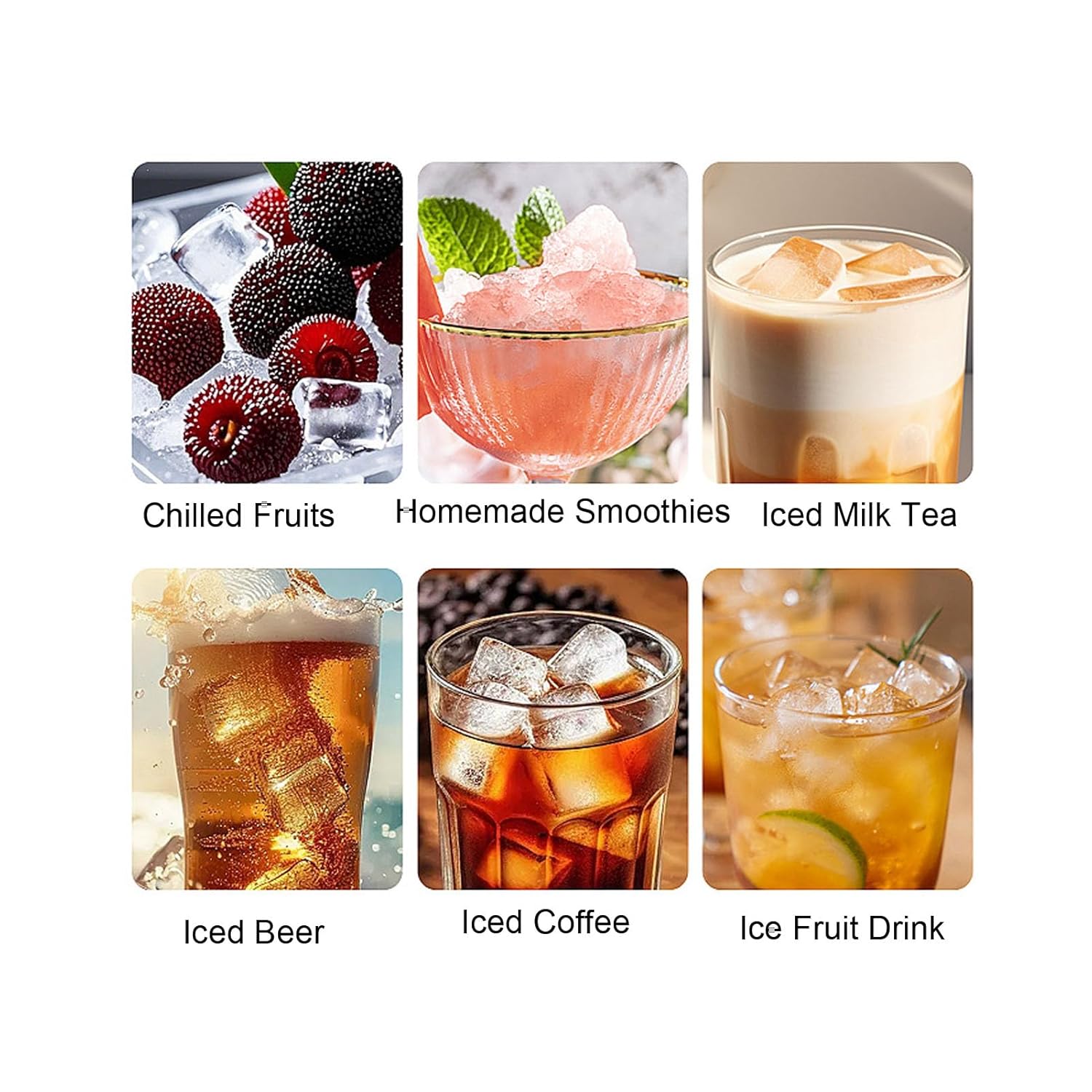 Countertop Mini Ice Maker 120W Aluminum Portable Ice Machine 8 Cubes - Fast Ice Production, Compact Design for Home, Camping, RV Use