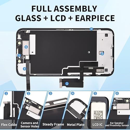 Miniatura 2 de Reemplazo de pantalla para iPhone XR de 6.1 pulgadas con altavoz de oído y sensor de proximidad, pantalla LCD táctil 3D, montaje completo con