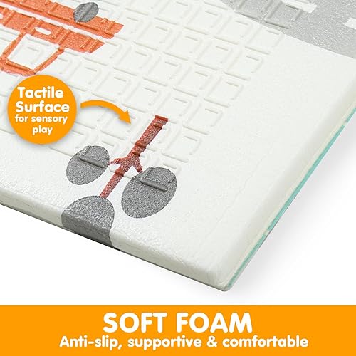 Miniatura 8 de Bammax Alfombra de juego acolchada de espuma impermeable extra grande para bebé, reversible y plegable, tapete de juego de espuma para bebé de 0.4