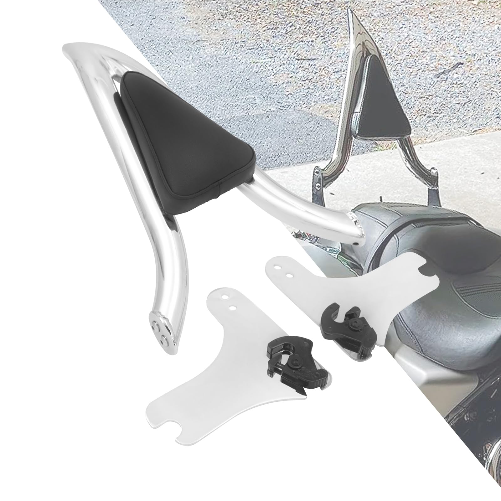 Passenger Sissy Bar Backrest Pad Bracket For Harley Touring Road Glide King 97 - View #9