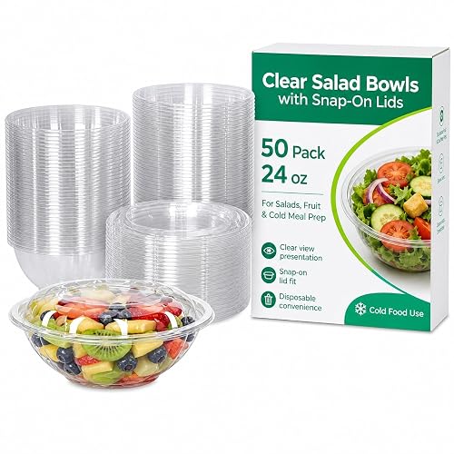 Mr Miracle Clear 24 Ounce Plastic Salad Bowls 50 Pack