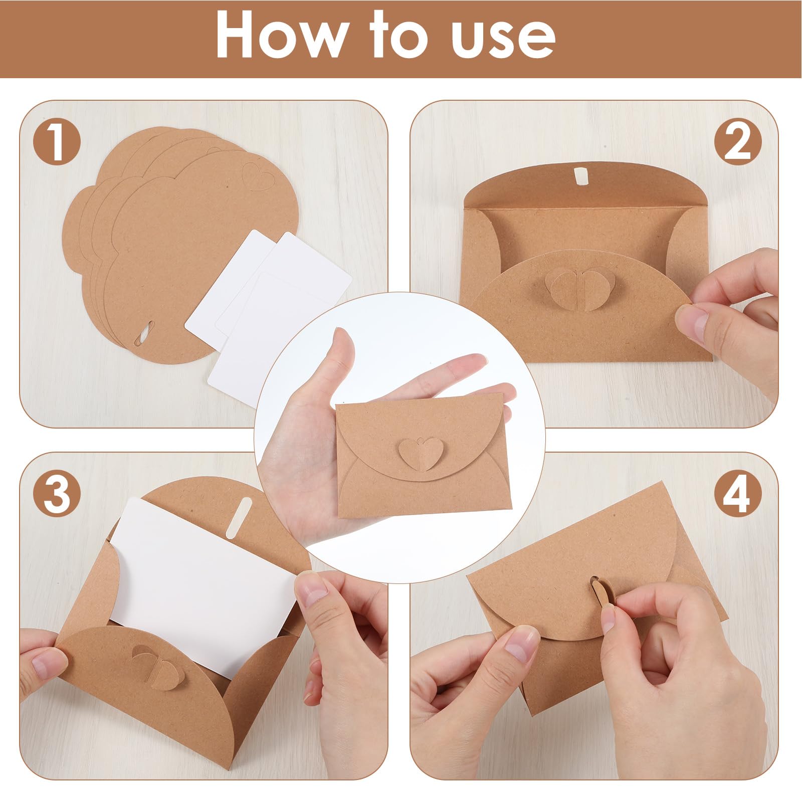 30 Pcs Mini Envelopes with Blank Cards, 4.02×2.76in Cute Envelopes with Heart Clasp, Paper Gift Card Holders, Tiny Envelope for Business Card, Weddings Favors, Greeting Cards