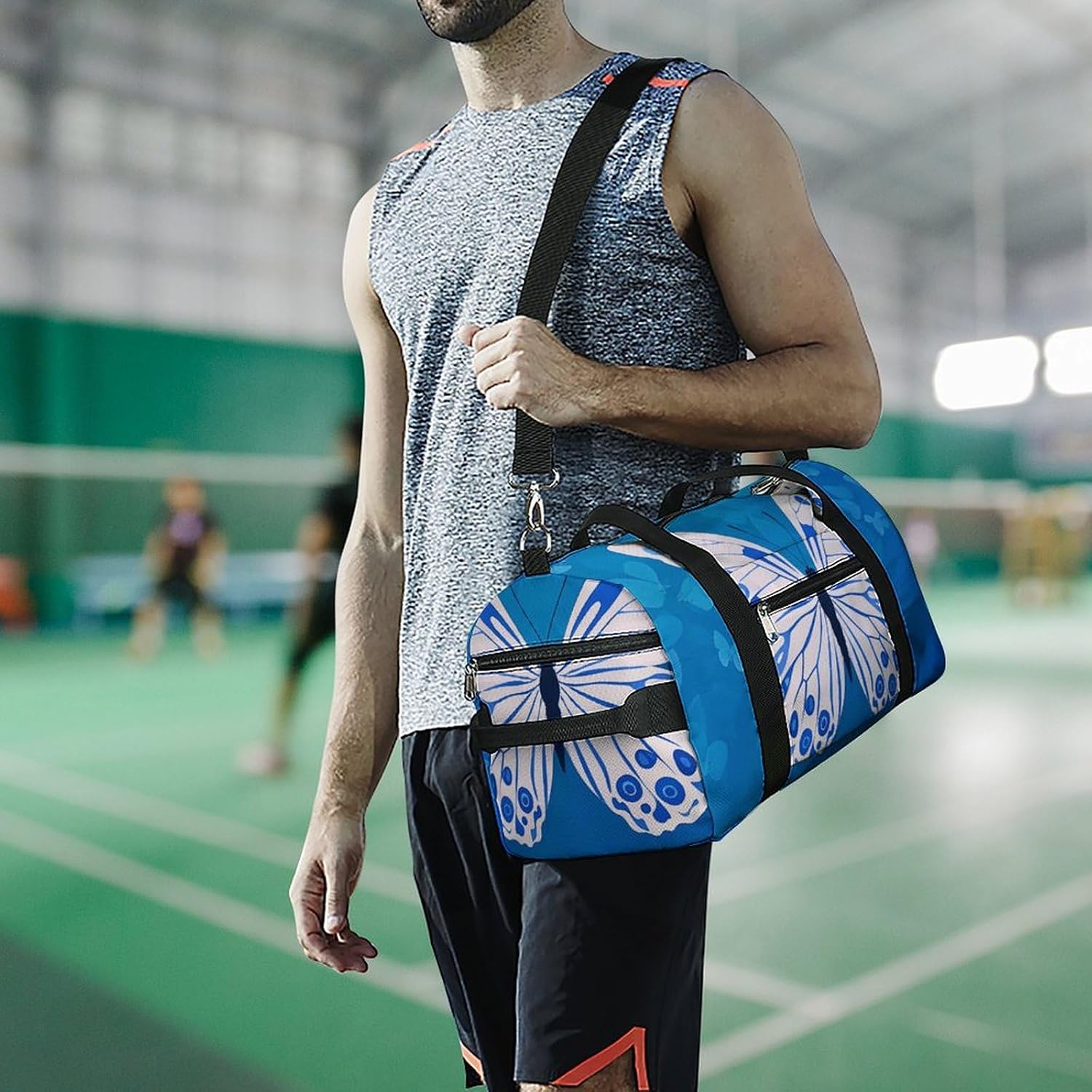 Gym Bag for Men Travel Duffle Bag Butterfly Motif Tote Bag Weekender Duffel Bag Weekender Bag for Sports