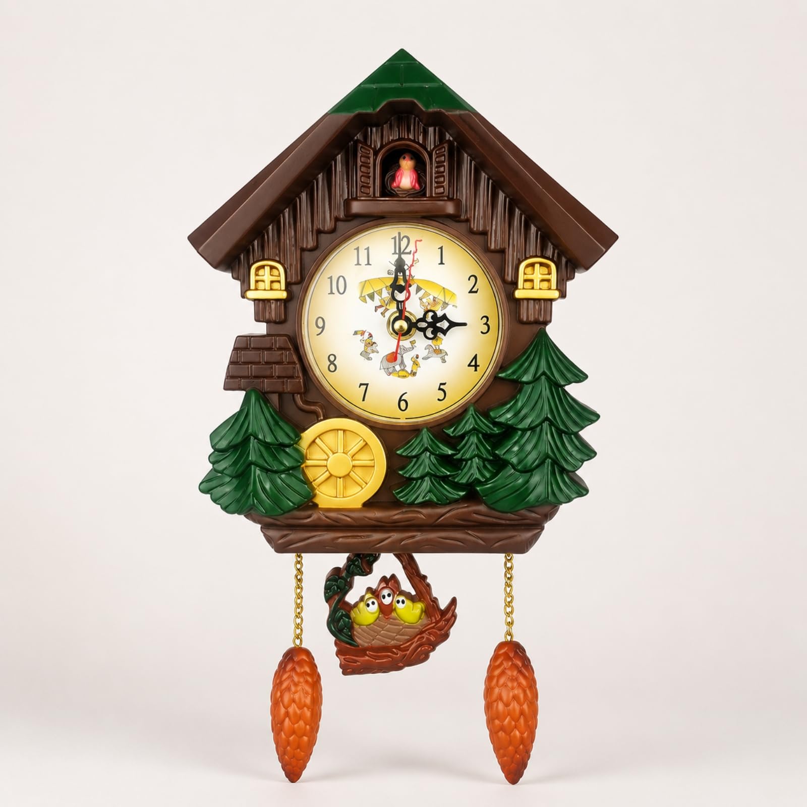 Horloge Oiseau en Forme Silencieuse Horloge à Oiseau Analogique pr Enfants, Chambre d'enfant