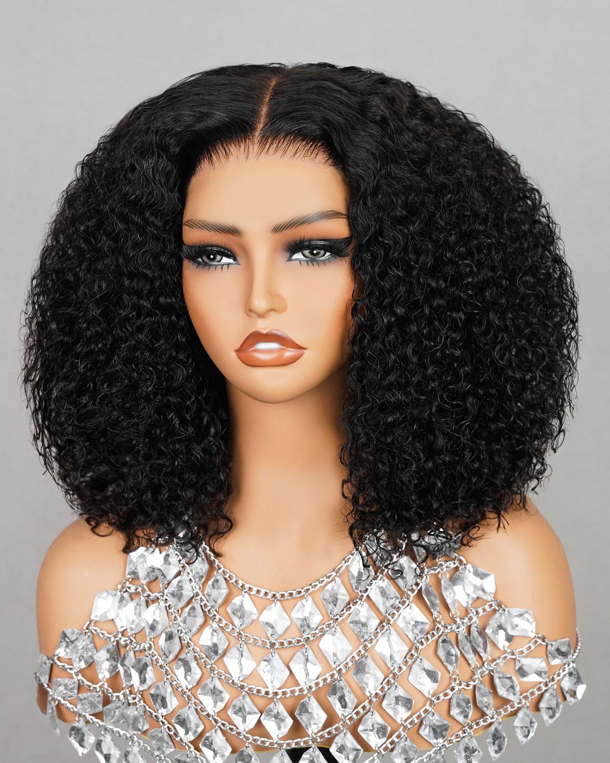 6x6 Bob Wig Human Hair Glueless Wigs Human Hair Bob Wig Curly Human Hair Wig Pre Plucked Pre Cut HD Lace Pre Bleached Glueless Bob Wigs for Black Women 12Inch