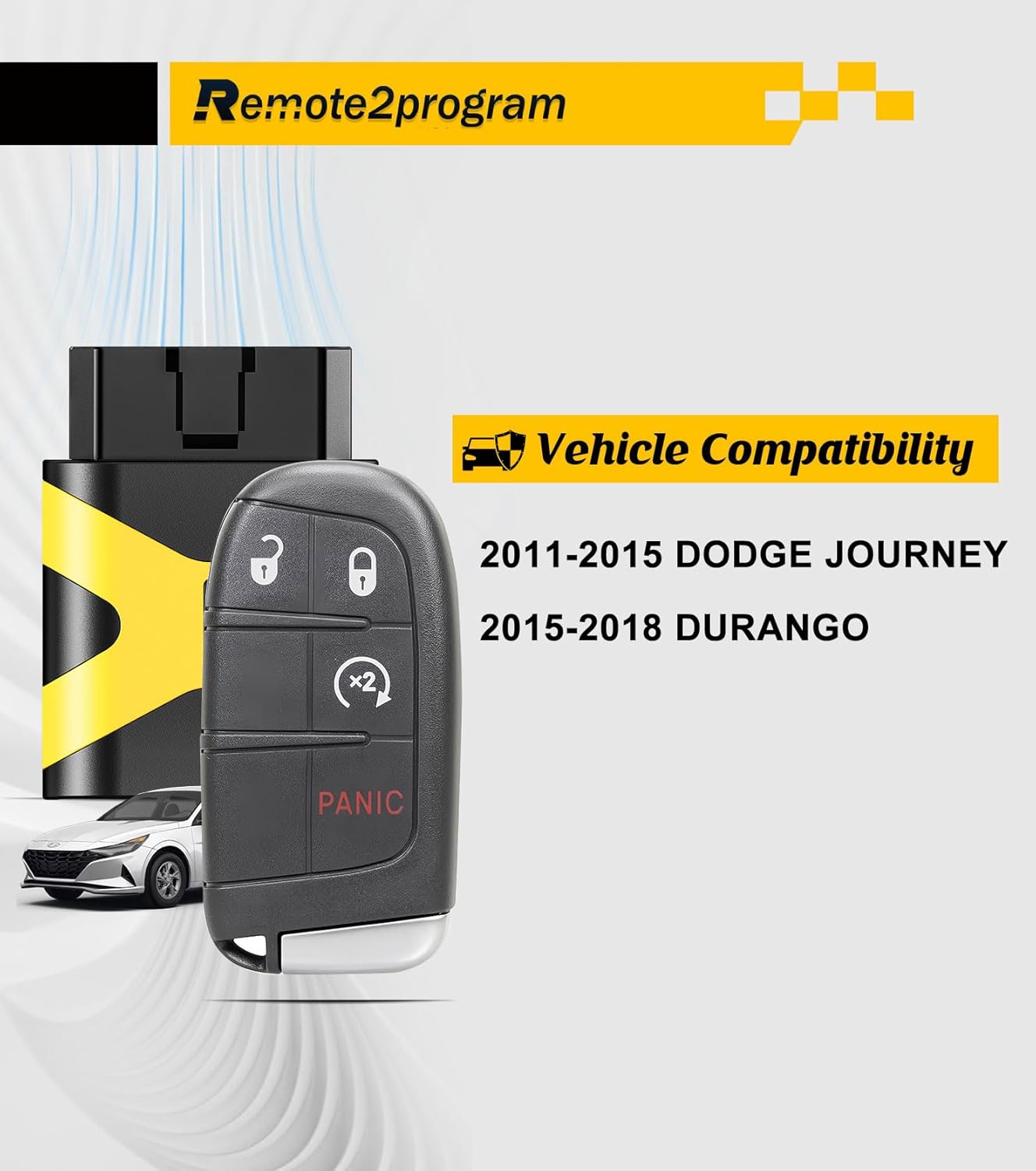 DIY Programming Car Key Keyless Entry Remote Replacement for Dodge Durango/Journey with FCC: M3N-40821302 (4 Buttons)
