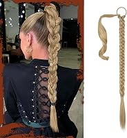 Coadă împletită Sofeiyan cu elastic, extensie de păr pentru femei, lungime 66 cm, blond cenușiu, sintetic cu aspect natural 1