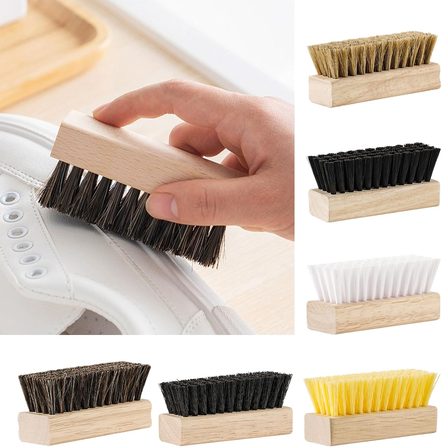Soft Bristle Multifunctional Brush Wooden Handle Shoe Brush Laundry Brush Household Tools