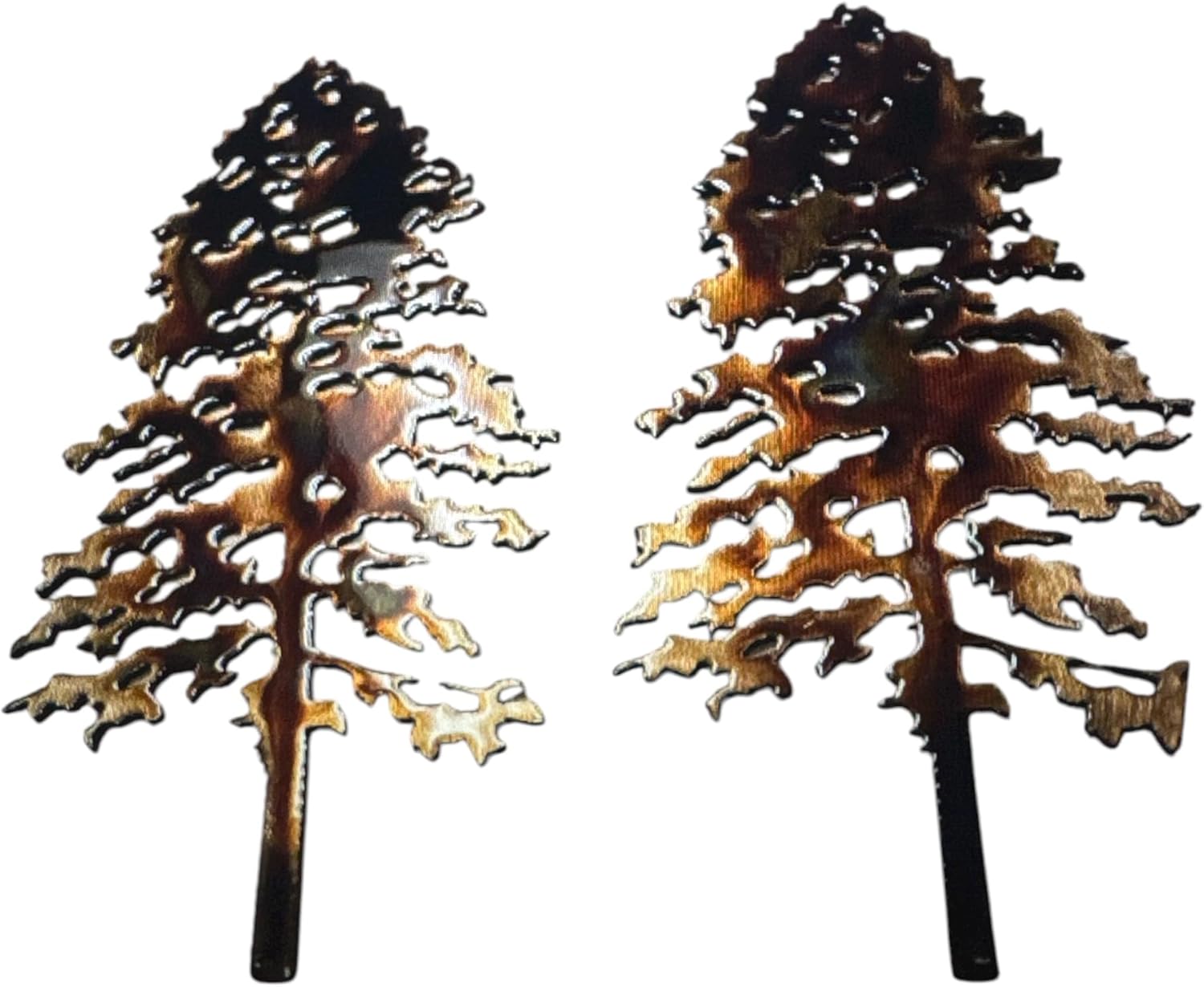 Pine Tree Pair Metal Wall Art Decor Accent Each measures 10"x 4"