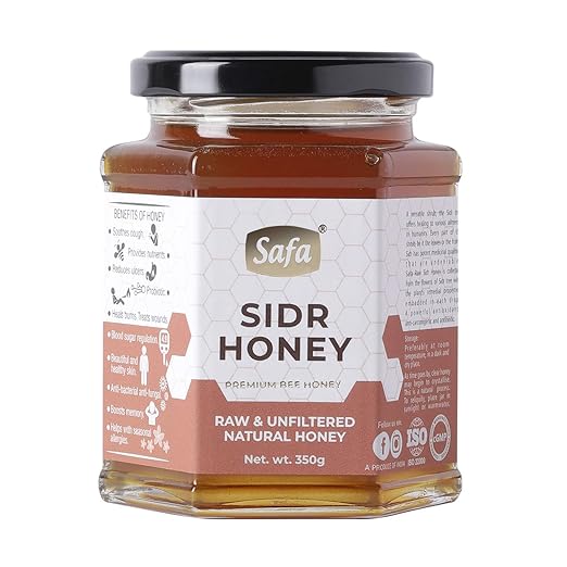Safa Sidr Honey | Organic Honey Raw Unprocessed Premium Jujube Berry Honey | 100% Pure Natural Unfiltered | Long Lasting Energy, Enhance Workout & Exercise | Raw Unpasteurized for Maximum Potency 350g