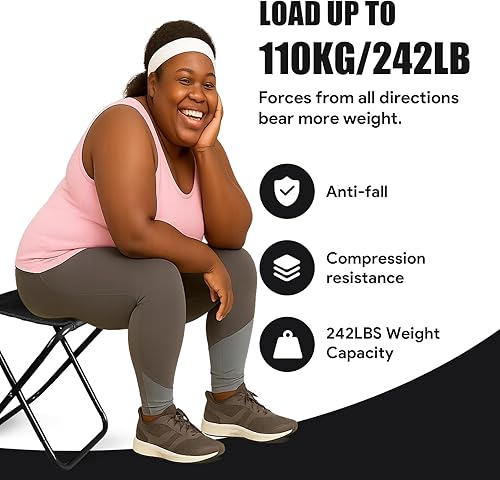 Miniatura 8 de Taburete de campamento, taburete plegable portátil con bolsa de transporte, silla plegable portátil de 12 pulgadas, taburete de campamento plegable