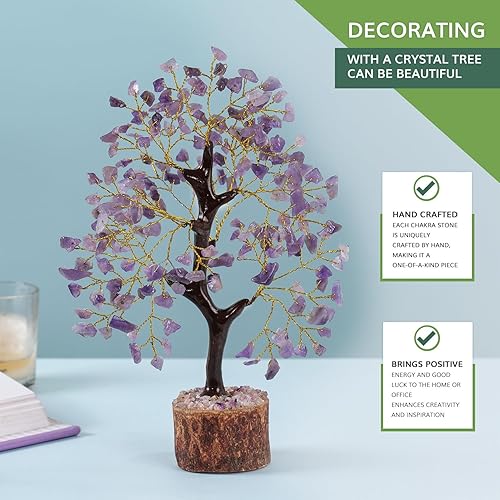 Miniatura 5 de NARIBABU Árbol de cristal de amatista, cristales curativos y piedras, regalos únicos para mujeres, árbol del dinero de Reiki y Feng Shui, decoración
